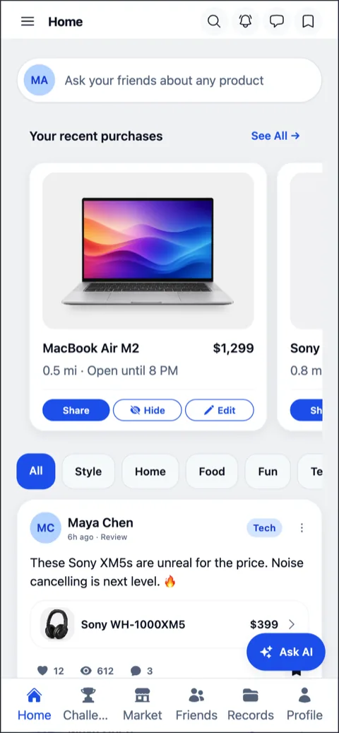 Shopinion Home screen